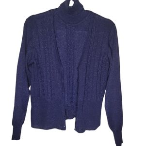 Vintage Mondi Women's Wool Blend Navy Color Top&Cardigan Size 38/42